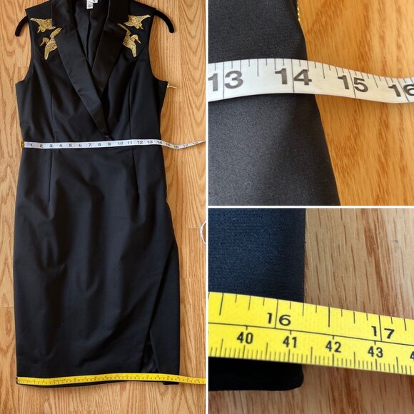 Altuzarra Black Satin Dress Size 8 Sleeveless With Gold Embroidery - Picture 8 of 10